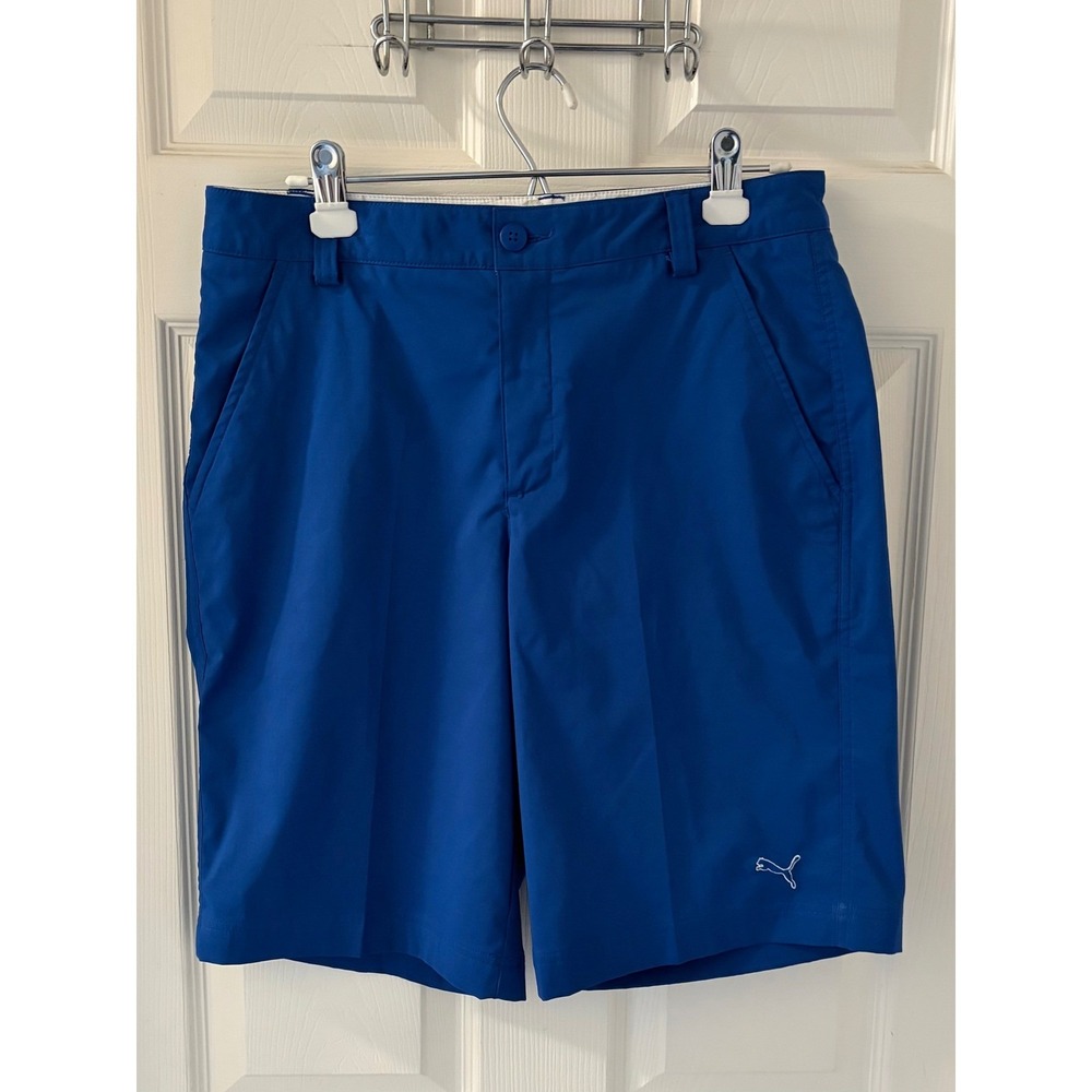 Puma CELL Golf Shorts Mens 32 Blue Performance Stretch Flat Front Pockets